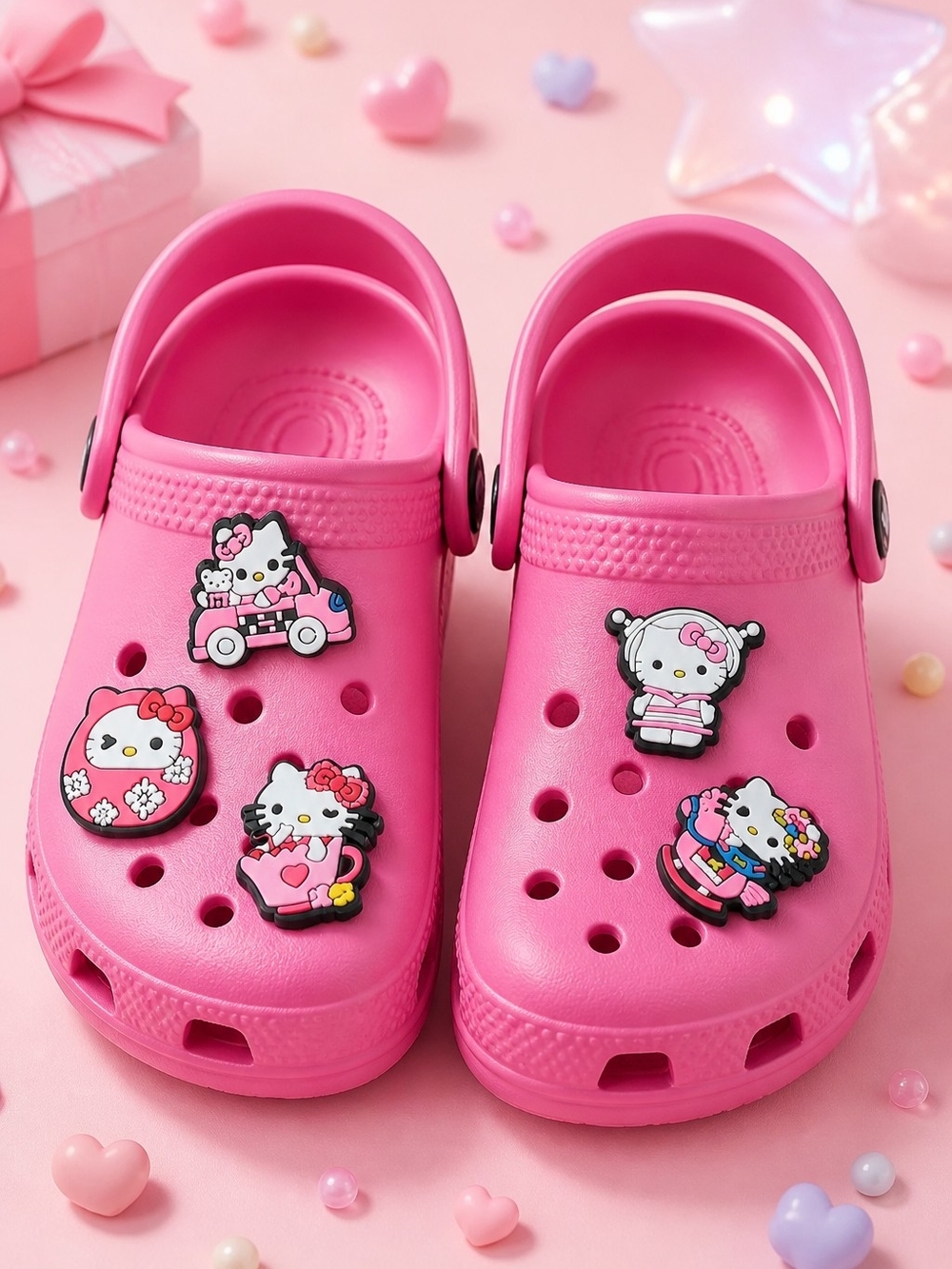 Hello Kitty Crocs Shoe Charms Astronaut Set 5 Pink Kawaii Sanrio Jibbitz Style